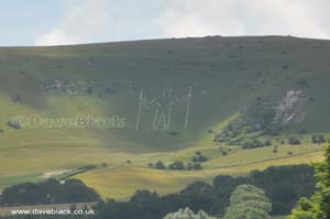 The Long Man of Wilmington on the south facing slope of Windover Hill near Wilmington, East Sussex