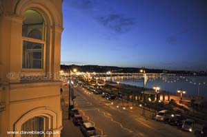 Looking across Douglas Bay at night from room 207 of the Claremont Hotel, Isle of Man