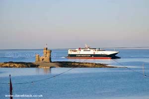 An evening view of the Isle of Man Ferry in Douglas Bay heading for the ferry terminal