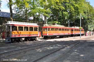 Manx Electric trains at Laxey