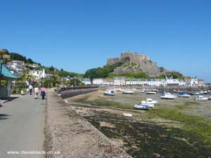 Mont Orgueil Castle as seen from the disused Jersey Eastern railway line, now known as Gorey Coast Road
