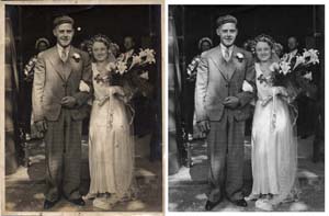 Wedding Photo with many minor flaws that looked better when repaired