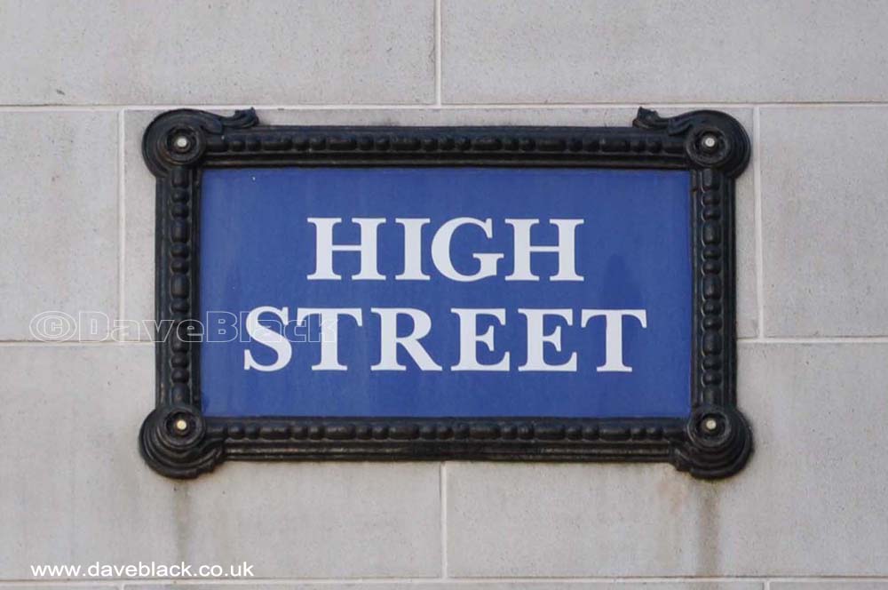 High Street Blue High Street Sign