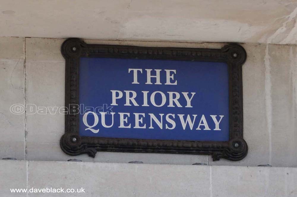 The Priory Queensway Blue Priory Queensway Sign