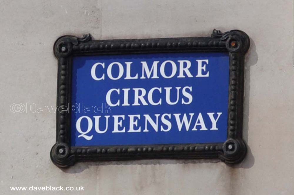 Colmore Circus Queensway Blue Colmore Circus Queensway Sign