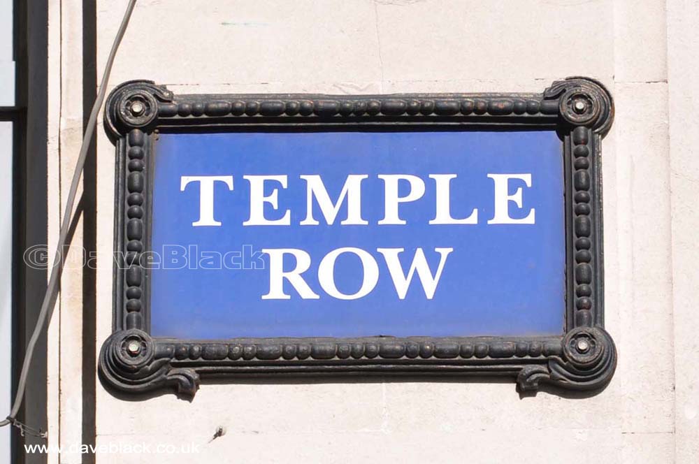Temple Row Blue Temple Row Sign