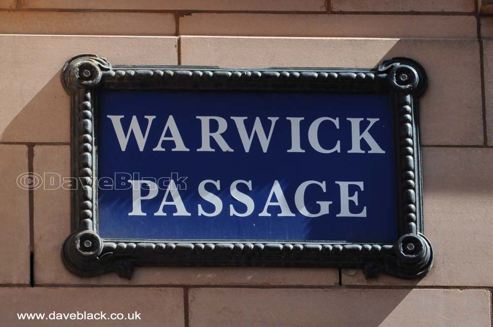 Warwick Passage Blue Warwick Passage Sign