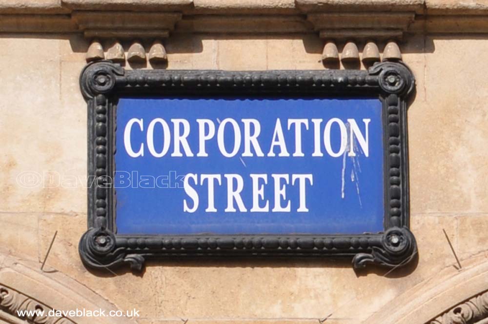 Corporation Street Blue Corporation Street Sign