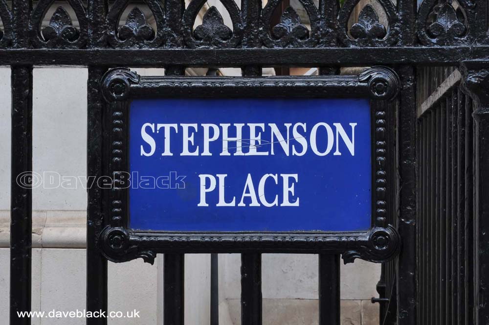 Stephenson Place Blue Stephenson Place Sign