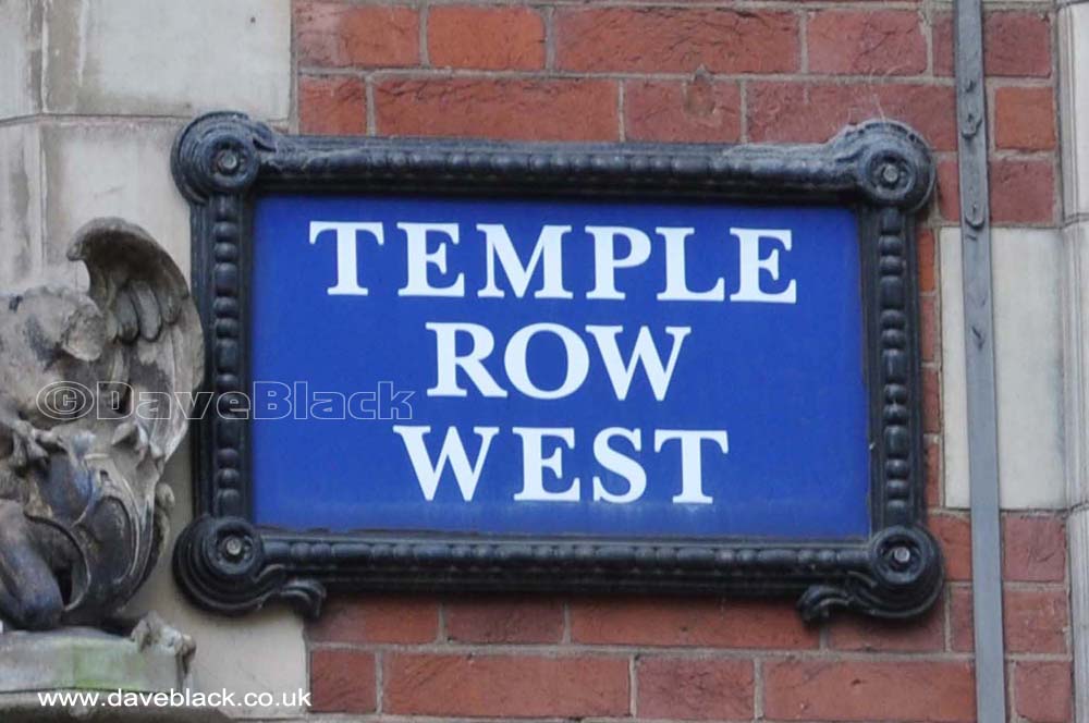 Temple Row West Blue Temple Row West Sign