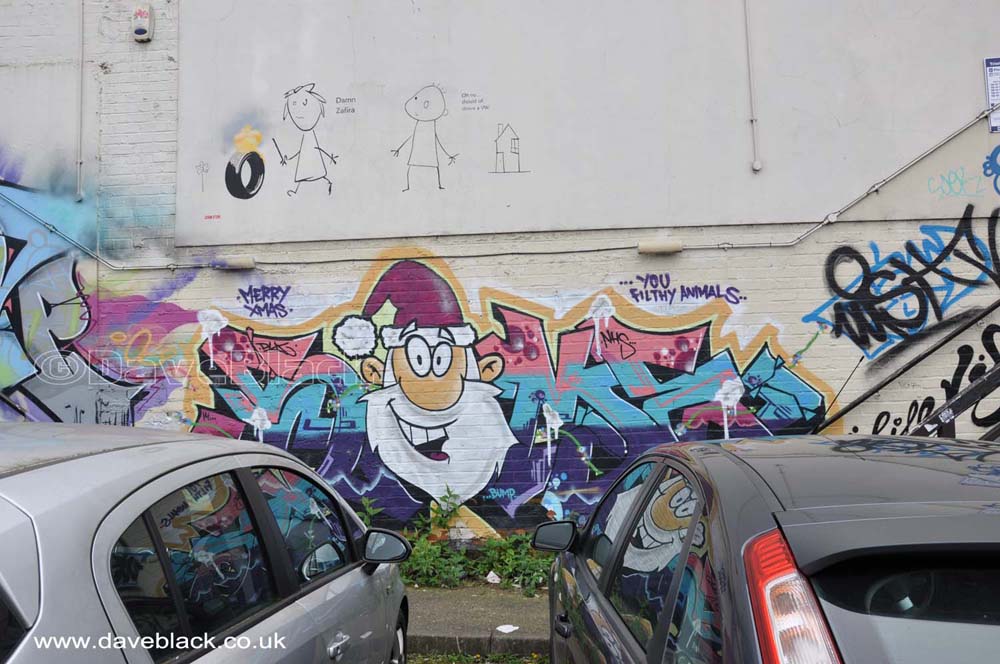 Santa In The Car Park Santa Artwork Near The Entrance To Heath Mill Lane Car Park